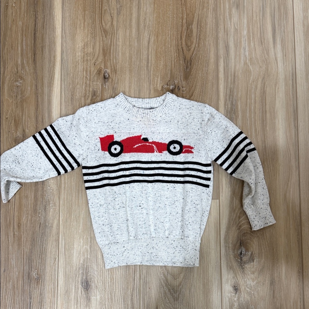 Andy & Evan Gray Sweater with Red Car Design